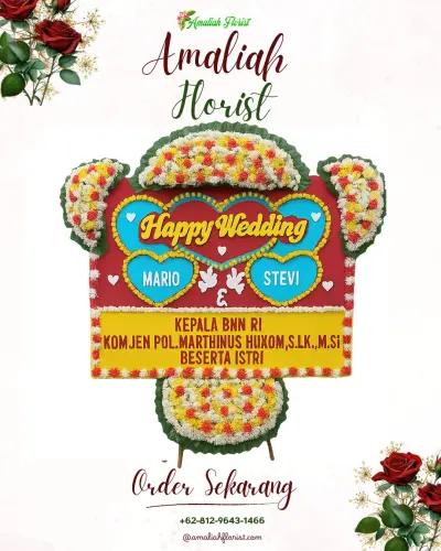 Karangan Papan Bunga Pernikahan di Pamarican